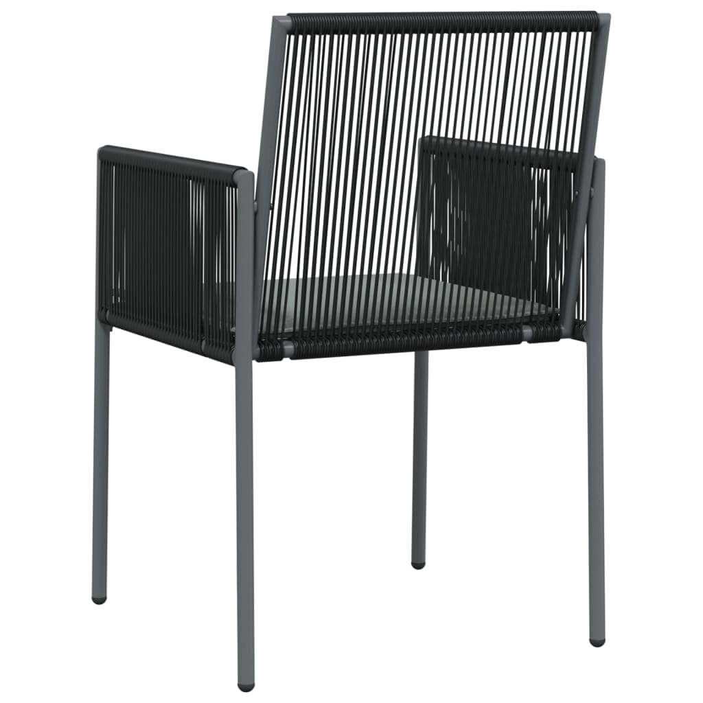 Set 2 Sedie da Giardino in Polyrattan Nero con Cuscini | Poltrone da esterno con braccioli e spessi cuscini grigi, ideali per arredare balcone, terrazza e patio con stile.