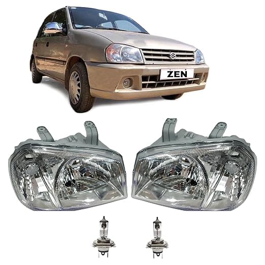 malik auto headlight assembly maruti suzuki zen with bulb (right & left both sides) without motor 2003-2006 (without adjustable motor)