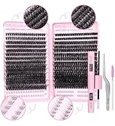 Boahankuke 644 PCS Thick Lash Clusters Kit Bottom Lashes DIY Lash Extension Kit D Curl Volume Eye...