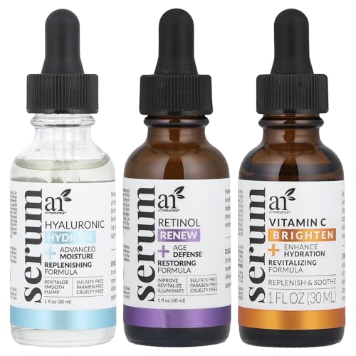 artnaturals Anti-Aging-Set with Vitamin-C Retinol and Hyaluronic-Acid - (3 x 1 Fl Oz / 30ml) Serum for Anti Wrinkle and Dark Circle Remover â€“ All Natural and Moisturizing,1 Fl Oz (Pack of 3)
