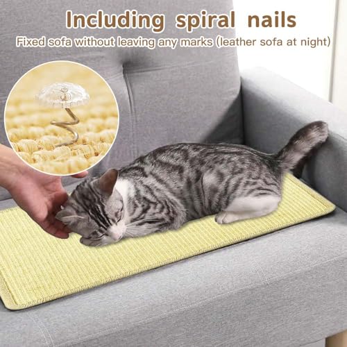 Udbrud 2pcs Kratzmatte Katze, Sisal Katzenkratzmatte, 50 * 25cm Natürliche Widerstandsfähig Kratzteppich Katze, Sisal Teppich Katzen, Sisalmatte Kratzschutz Sofa Katze Kratzbrett für Wand und Ecke - 5