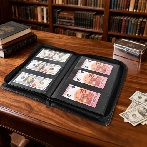 Currency Album with 180 Pockets – WITHYU Ringless Banknote Collection Album with Clear Non-PVC Sleeves for Banknotes, Bills, Tickets, and Collectibles (Rust) - Thumbnail 7