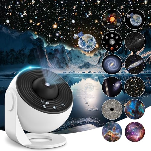 Mexllex Planetarium projektor gwiaździstego nieba, 12 planet, projektor galaktyki, gwiaździste niebo do sypialni, projektor LED gwiaździstego nieba dla dzieci
