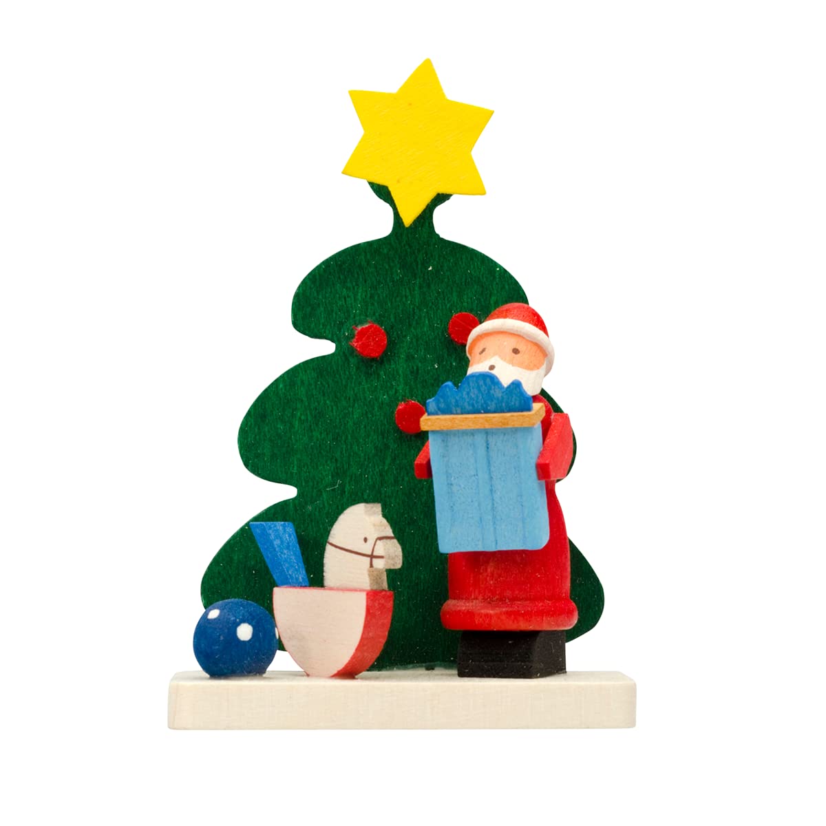 Graupner Holzminiaturen® | Baumbehang 'Baum mit Weihnachtsmann' 3er Set aus Holz | Original Erzgebirgische Holzkunst® | Hochwertige Handarbeit | Geschenkidee | Nähmaschine, Schaukelpferd, Eisenbahn