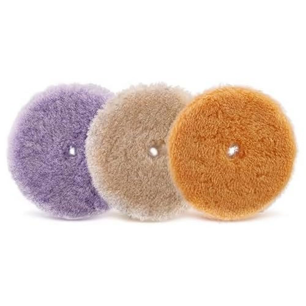 SPTA Lammfell pad,Klettverschluss Polierpads, Lammwollhaube, Lammfell, 3tlg 150mm Polieren polierscheibe Polierset Set Wolle Pad Lammwolle 150mm Klett pad polierscheibe für Auto poliermaschine
