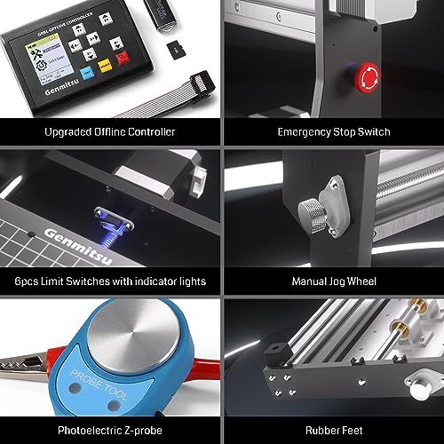 Genmitsu 3020-PRO MAX V2 CNC Router Machine for Metal Carving and More, GRBL Offline Controller, with Limit Switches & Emergency-Stop, XYZ Effective Working Area 300 x 205 x 78mm - Image 7