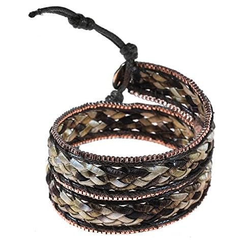 AeraVida Vintage Braided Leather Bracelet Cover