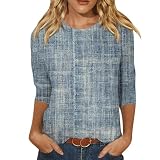 RMBLYfeiye Spaghetti Top Damen Unterziehshirt Shirtkleid Stern Druck 3/4 Arm Shirt Rundhalsausschnitt Dreiviertelarm Casual Trainingsshirt Festliche Oberteile Blusenkleid