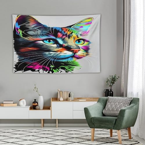 Tapis mural esthetique chat PAZZK deco murale grand format