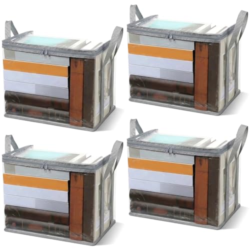 4 Pcs Clear Book Storage Bag, 15'' x 12.6'' x