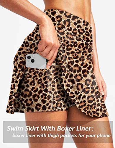 Image of Kayrth Women's High Waisted Swim Skirt with Zipper Pockets Tummy Control Bathing Suit Swimsuit Tankini Bottoms