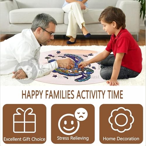 Image of MONKEYTAIL Whimsy Wooden Jigsaw Puzzle for Adults & Kids - Laser-Cut Pieces, 3D Puzzle Box as Birthday Gift for Boys & Girls - Brain Teaser, Home Decor & Family Game (TRTE, Size: Medium)