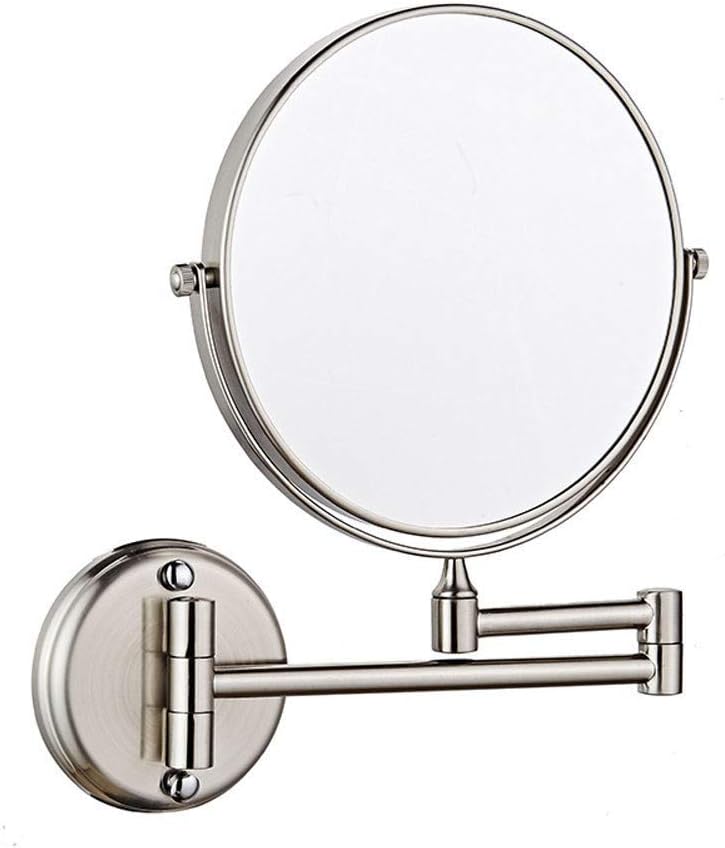 Makeup Mirror 8-inch Two-Sided Swivel Wall Mounted Mirror Extending Folding Bathroom Shaving Cosmetic Make Up Mirror- 3X/1X Magnification with Drilling(#5)