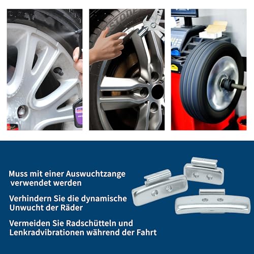 ohbien 5-30g 225 Stück Auswuchtgewichte Wuchtgewichte Sortiment für Stahlfelgen (je 50 von 5g, 10g, 15g und je 25 von 20g, 25g, 30g)