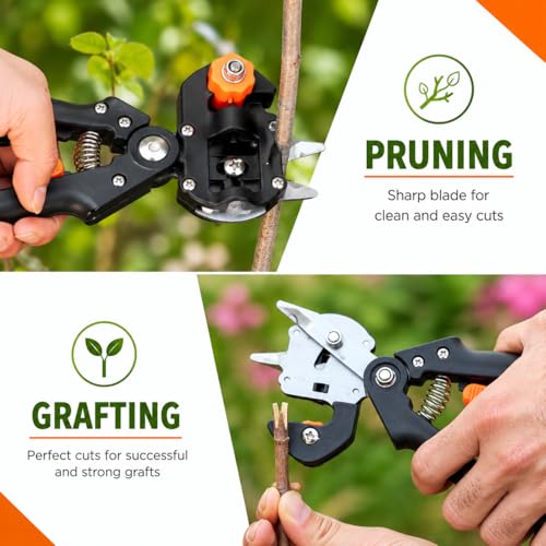 Image of Bypass Pruning Shears, Stainless Steel Blade, Yellow Handle, Garden Pruner with Safety Lock (1, GARDEN GRAFTING TOOL)