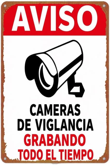 Security Camera Notice Vintage Metal Sign Wall Decor 8x12 Inch