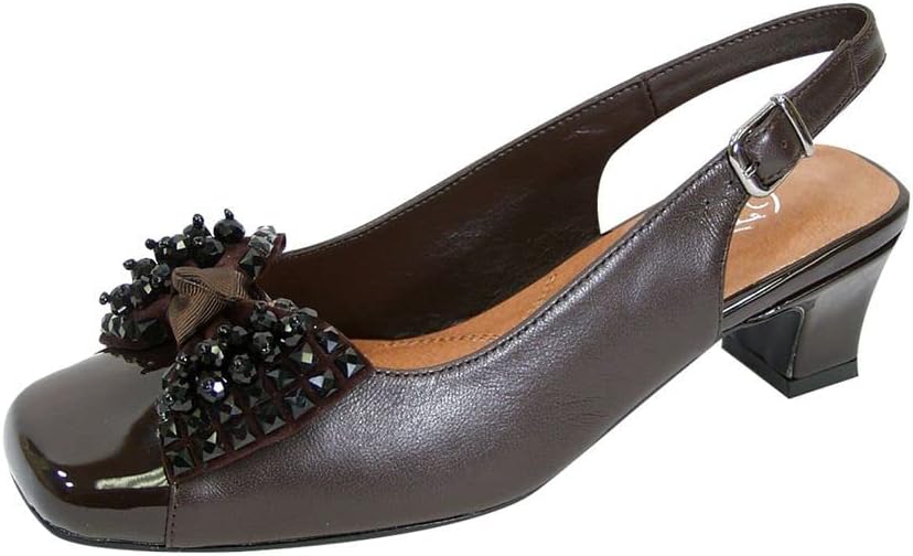 Peerage Cathy (LP8161) Women Wide Width Leather Dress Slingback Shoes Brown 10