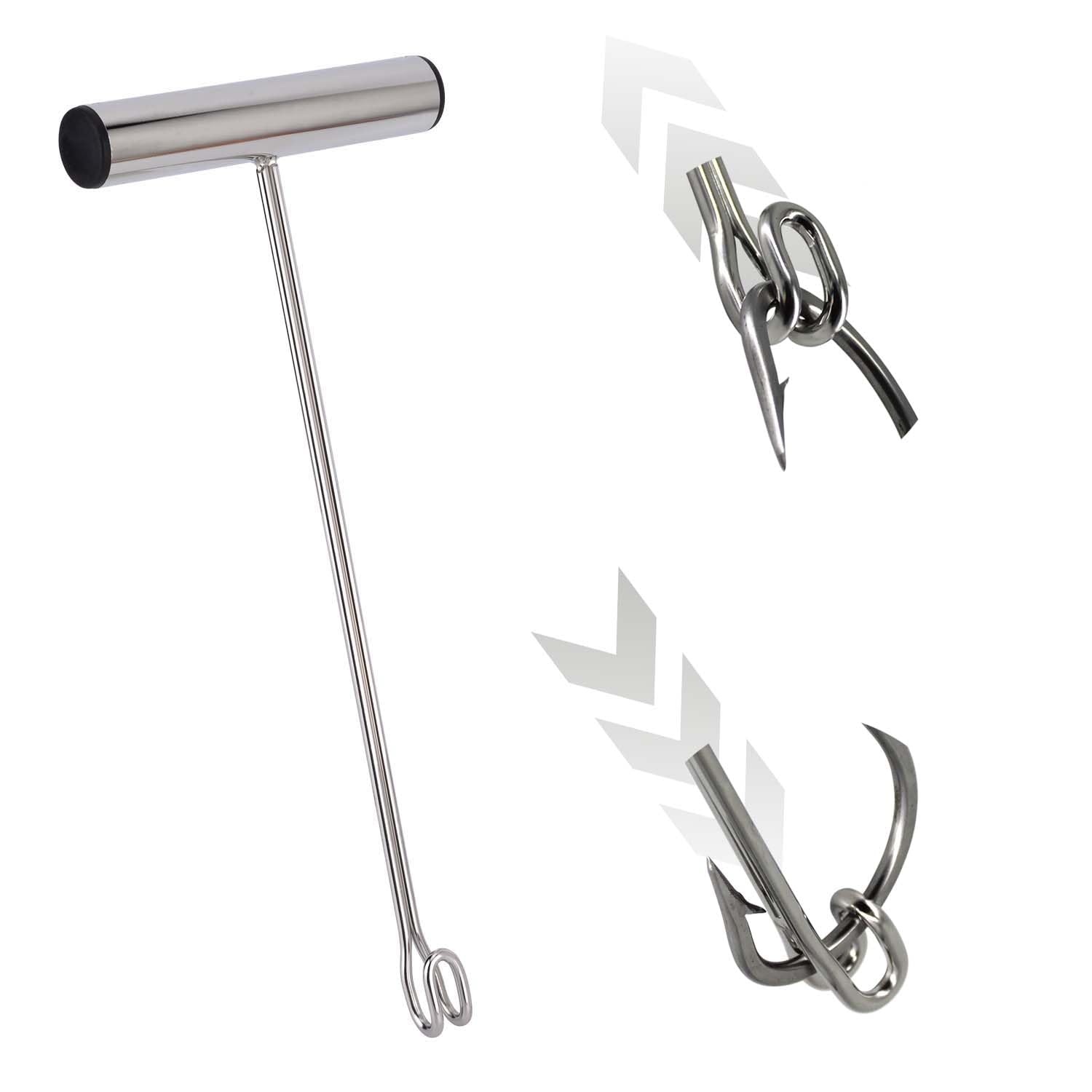 PHLKJL Stainless Steel Fishing Hook Remover，Dehooker Tool,Push/Pull Hook Remover，Anti-Lost Saltwater Dehooker Tool Shark Hook Remover (12") — image 1