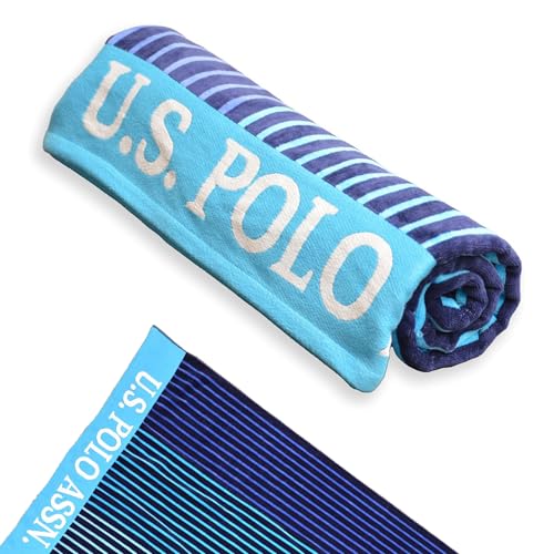 U.S. Polo Assn. Oversized (40” x 70”) Striped Nautical Design Beach Towel - Luxury Plush Cotton Hotel Quality for Bath, Pool - Hawaii Stripe