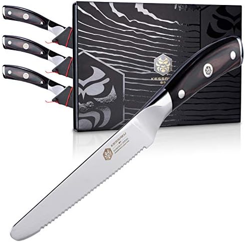 KESSAKU 5-Inch Steak Knife Set - Samurai Series - Forged High Carbon 7Cr17MoV Stainless Steel - Pakkawood Handle with Blade Guard