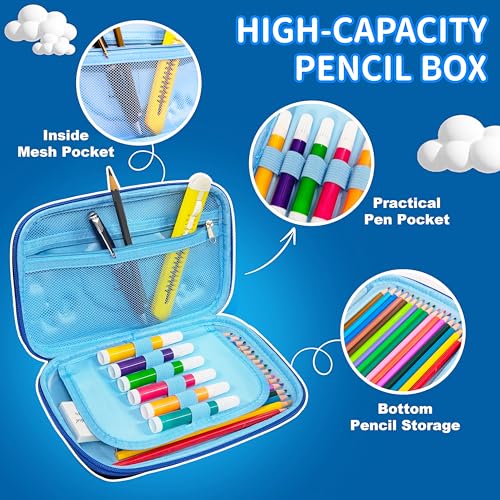 Image of VGRASSP Dinosaur Theme Stationery Pencil Case for Kids with Mini Calculator - 3D EVA Zipper Pouch with Multi Storage Compartments - Fun School Stationery Organizer - Multicolor
