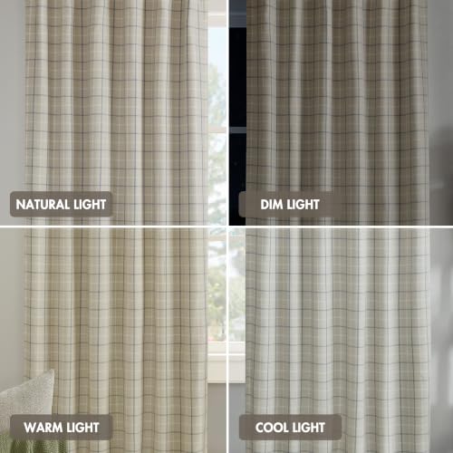 Image of Madison Park Plaid Curtain Thermal Insulated, Panel, Linen Blue,50 inch W x 84 inch L (Pack of 4)