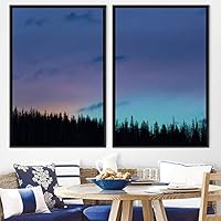 2 Piece Framed Canvas Wall Art Sunset and Trees Canvas Prints Home Artwork Decoration for Living Room,Bedroom - 16