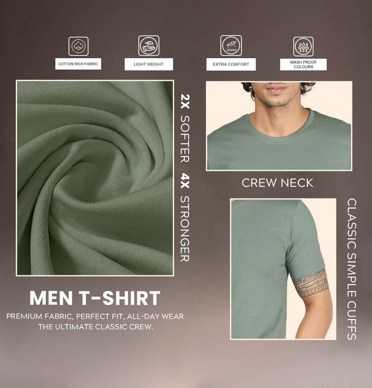 Image of Sleepynuts Men's Regular Fit Round Neck Half Sleeves Solid Casual Wear T-Shirt