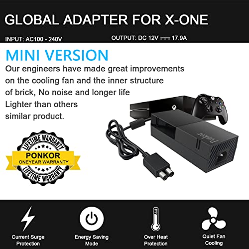 Ponkor Power Supply For Xbox One, Replacement Power Brick Adapter 100-240V Voltage Ac Cord Compatible With Xbox One #TOP5