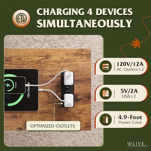 Image of WLIVE End Tables Living Room Set of 2 with Charging Station, Sofa Side Tables with Open Storage Shelf, Slim Farmhouse End Table Sets, Greige