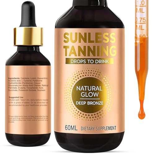 Bräunungstropfen zum Trinken, Selbstbräuner-Tropfen für Gesicht & Körper, Natürlicher Glanz ohne Sonne, für alle Hauttypen, verstärkt die natürliche Bräune, 60 ml Bräunungstropfen zum Trinken, Selbstbräuner-Tropfen für Gesicht & Körper, Natürlicher Glanz ohne Sonne, für alle Hauttypen, verstärkt die natürliche Bräune, 60 ml