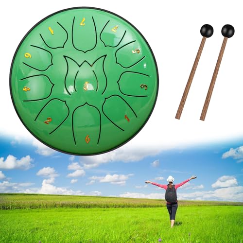 Tambour de pluie pour jardin extérieur, tambour à langue en acier 6 pouces 11 et 8 notes, tambour chakra, carillon de pluie à tambour étanche, tambour de pluie pour instrument de jardin, tambour de ré