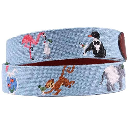 Party Animals Needlepoint Belt in Light Blue by Smathers & Branson3