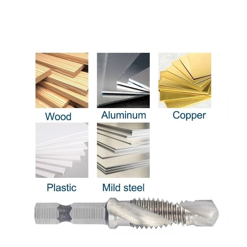 Chamfering Drill Bit， 6pcs HSS Countersink Tap Drill Bit Set,