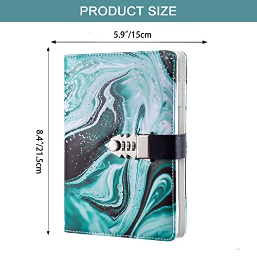 NectaRoy Lock Journal Lockable Diary, PU Leather Cover Writing Notebook with Combination Lock, Travel Journal with Lock - Image 2