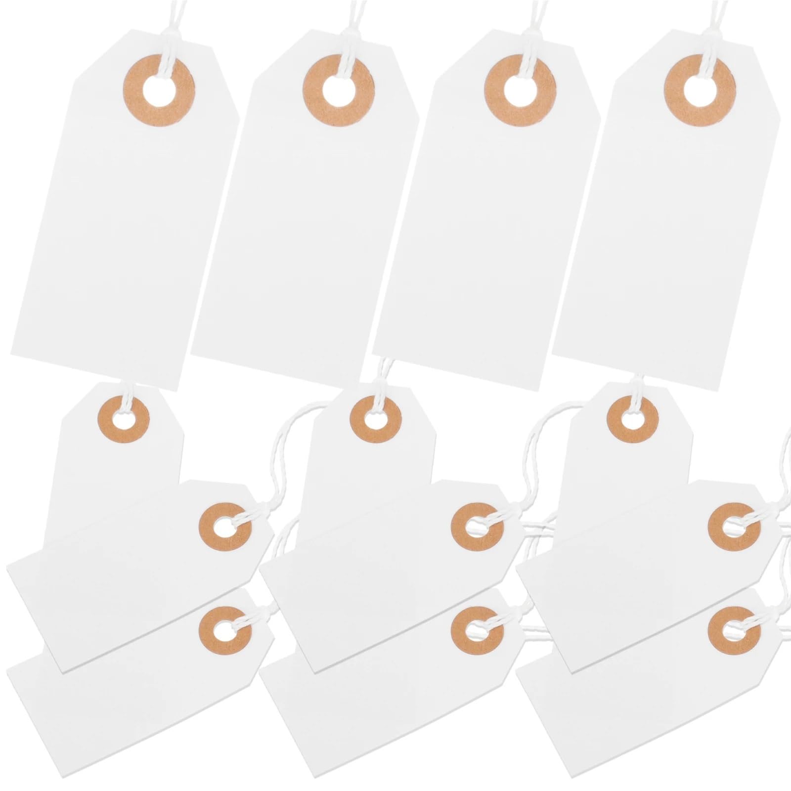 100 Pcs Kraft Paper Hang Tags with String for Clothing Gifts Retail Shop DIY Use Price Tag Small Shipping Labels Nament Garment for Wedding Favors