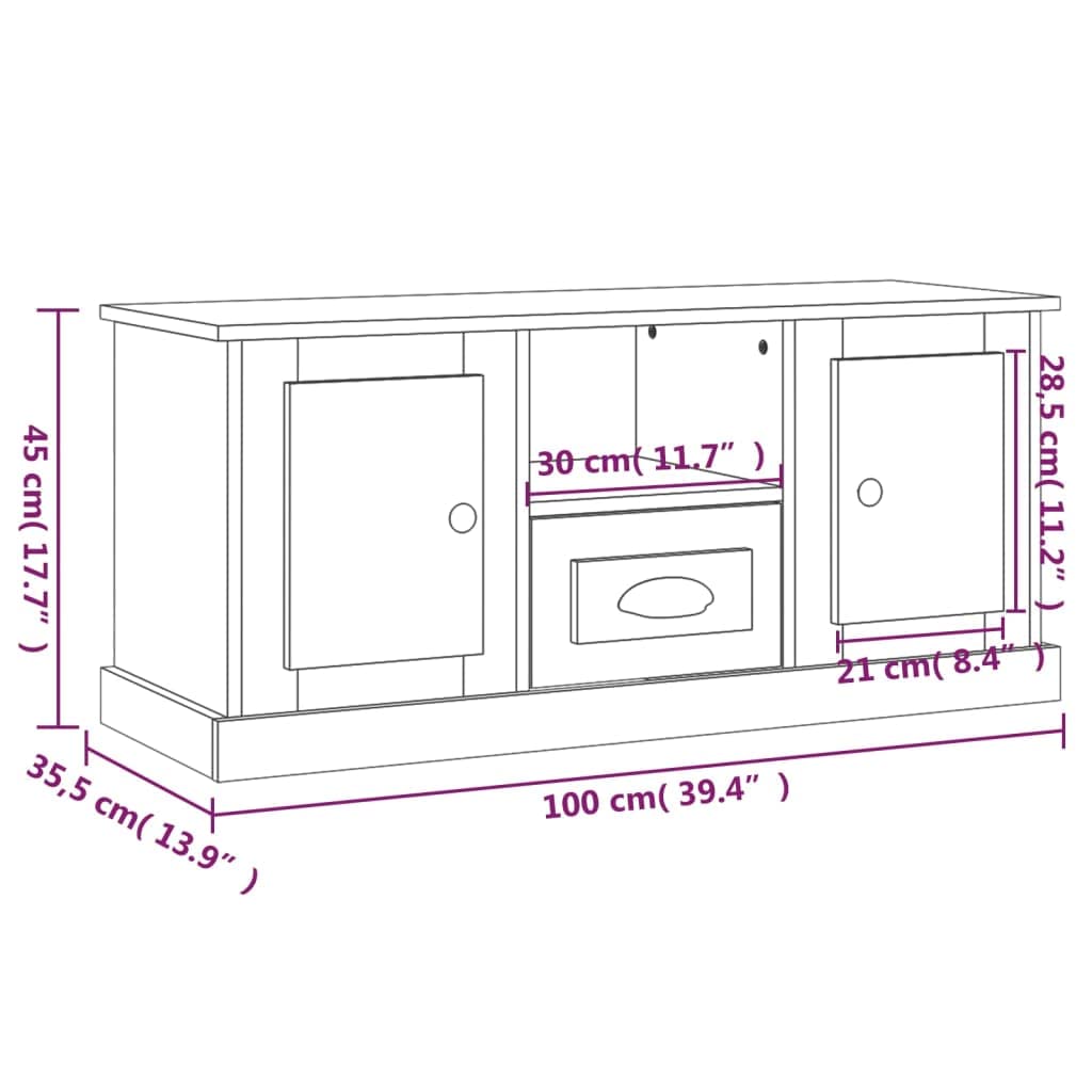 vidaXL Mobile Porta TV Grigio Cemento 100x35,5x45cm Legno Multistrato