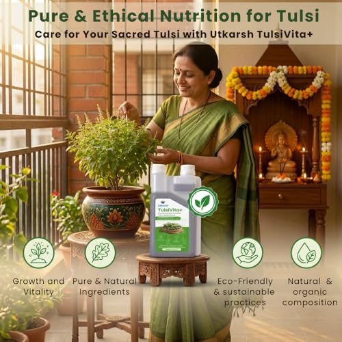 Image of Utkarsh TulsiVita+ - Organic Liquid Potting Mixture for Tulsi Plants, 100 ML | Plant Growth Nutrients & Natural Fertilizer with Humic, Fulvic & Amino Acids & Seaweed for Healthy Growth & Flowering