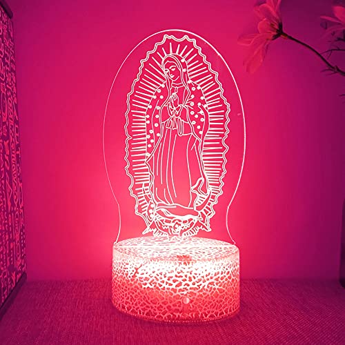 Lámpara de noche ilusión 3D Virgen María multicolor miniatura 3