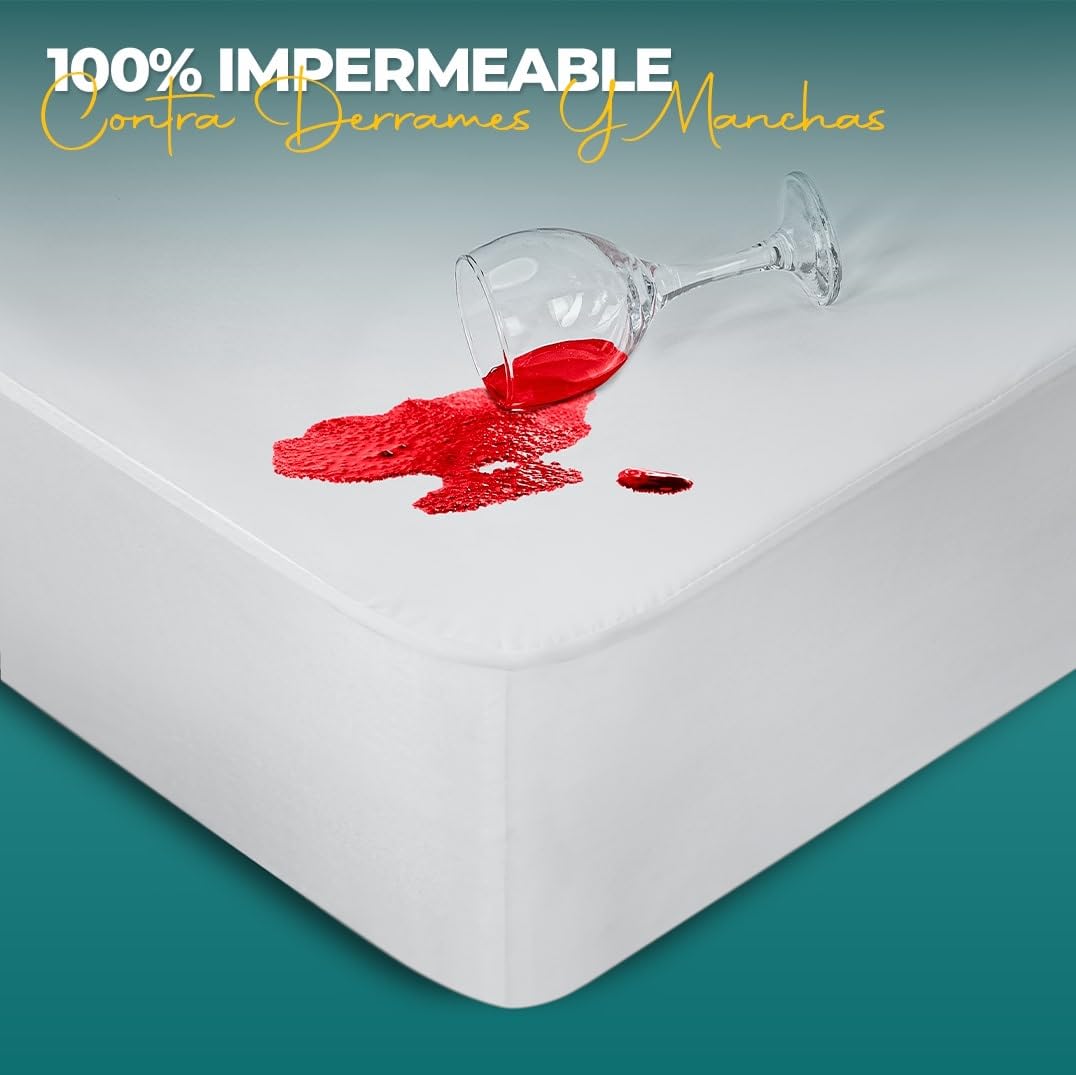 Utopia Bedding Protector de Colchón Impermeable 160 x 200 cm para Colchones de hasta 30 cm Blanco