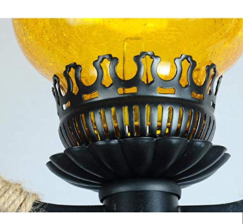 Lustre corde de chanvre et plafonnier rétro pour salon rustique