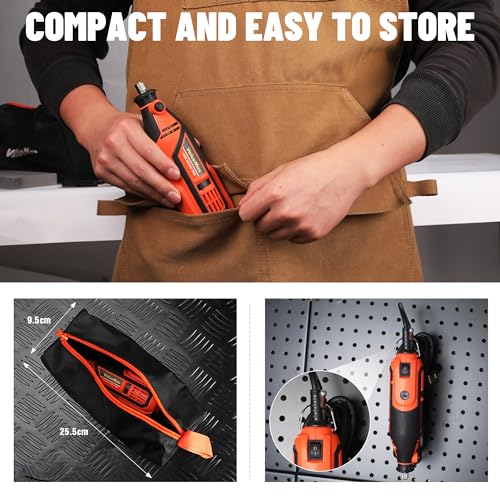 ValueMax Rotary Tool Kit, 130W Powerful Rotary Multi Tool with Variable Speed, Mini Grinder Set with 119pcs Accessories for Craft Projects and DIY, Engraving, Cutting, Sanding, Polishing 7 ValueMax Rotary Tool Kit, 130W Powerful Rotary Multi Tool with Variable Speed, Mini Grinder Set with 119pcs Accessories for Craft Projects and DIY, Engraving, Cutting, Sanding, Polishing - Image 7