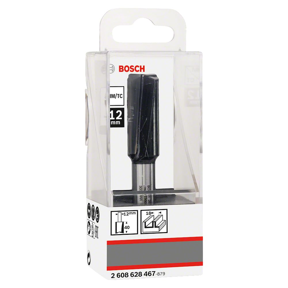 Bosch 1x Fraise à rainurer droite PRO, deux goujures (pour Bois résineux, Bois dur, Ø 18 mm, Professional Accessoire Défonceuse manuelle, Fraise à araser)