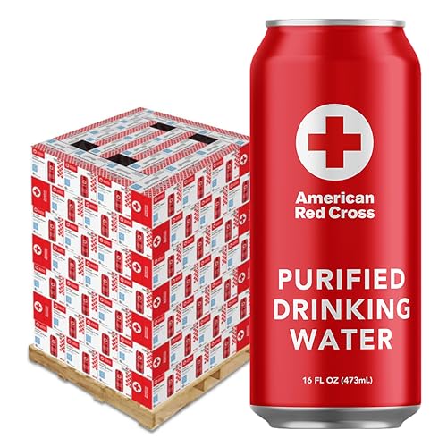 Image of American Red Cross Licensed Emergency Canned Water by Aqua Emergency - Full Pallet (144 Cases /1,728 Cans) - 16 fl oz, 50-Year Shelf Life, Hermetically Sealed Aluminum Cans, BPA-Free, Purified Water by Reverse Osmosis, Emergency & Everyday Preparedness