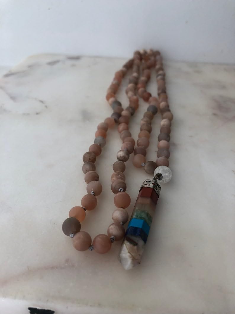 Naturalny kamień słoneczny, 8 mm, 108 koralików mala, duchowe, koraliki medytacyjne, Reiki, Japa Mala, buddyjskie koraliki modlitewne, bransoletka do jogi, koraliki lecznicze