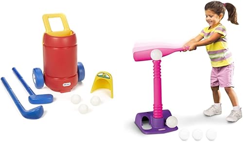 Little Tikes TotSports - Juego de golf Easy Hit + 3 pelotas + 2 palos y juego de T-Ball (rosa) con 5 pelotas (exclusivo de Tienda)