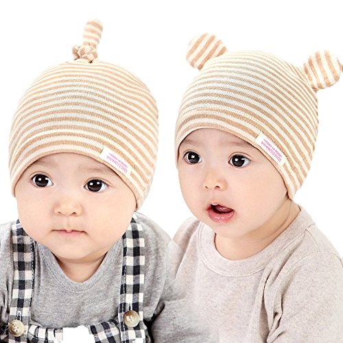 GZMM Infant Newborn Baby Beanies Hat Organic Cotton Soft Cute Cap 2 Pack
