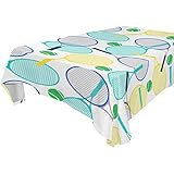 Chen Miranda Home Decor Tennis Rackets Pattern Spillproof Oblong Tablecloth 54x72 Inches Square Polyester Dust Proof Table Cloth Cover for Dinner Kitchen Living Party Decor