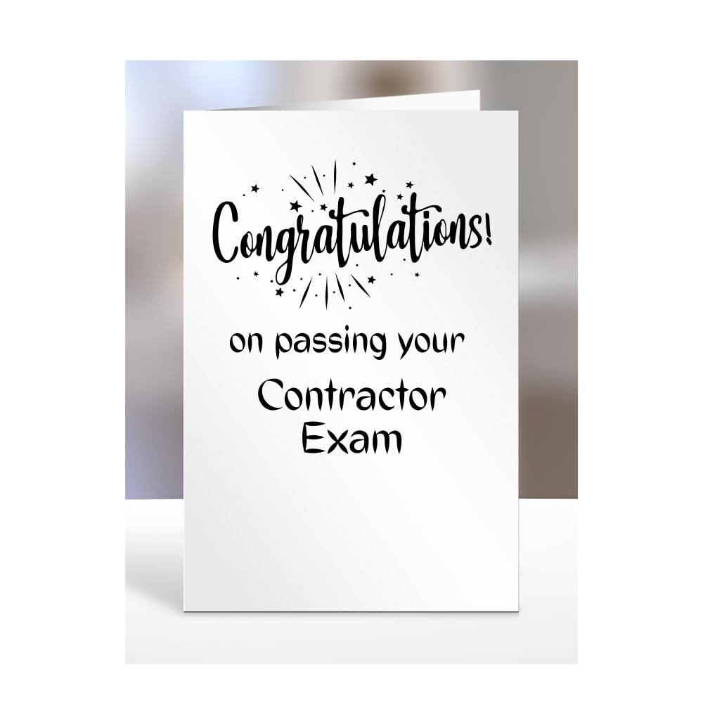 Congratulations on passing your Contractor exam card, gifts for men, women, friend, colleague, boss, manager, presents for christmas, A5-244a_189