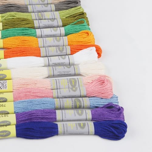 Image of 100 Colors Set Premium Double Mercerized Egyptian Cotton Embroidery Floss 8M Each for Cross Stitch Threads, Friendship Bracelets Floss, Craft Floss, Embroidery Floss Set (100 Skeins)